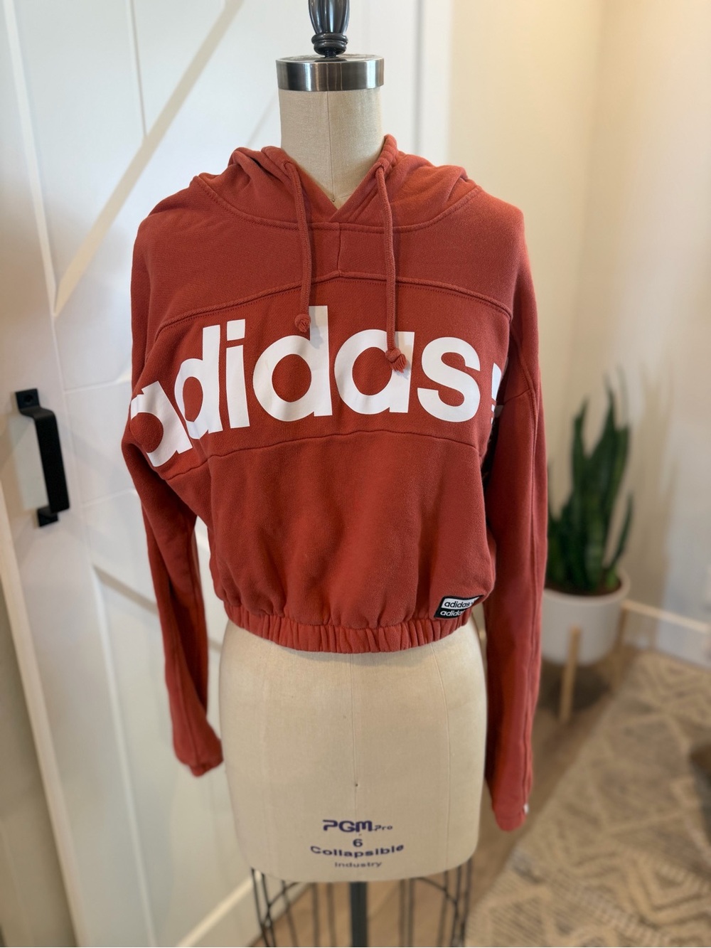 adidas Rust Cropped Hoodie with White Logo